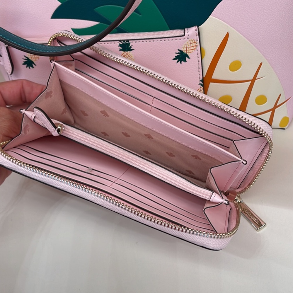 Kate Spade Pineapple Large Continental Wallet Pink Multi - Picture 6 of 16